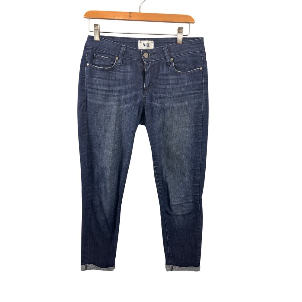 Paige‎ Mid Rise Skinny Jeans Dark Wash Cuffed Denim Size 27